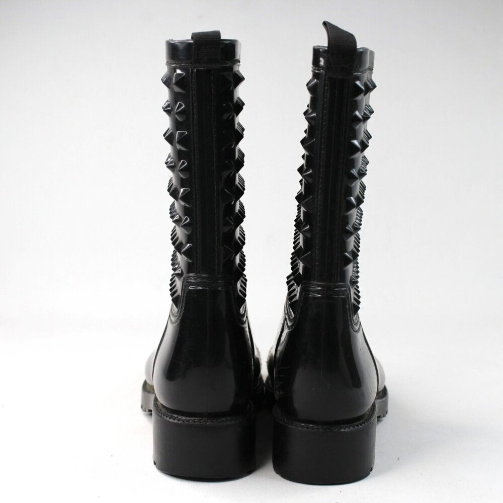 Seven Color Womens Sz 6M Rain Boots Spiked Rubber Slip On Black Waterproof - Picture 6 of 7